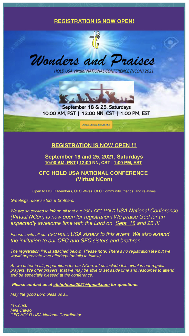 2021 CFC USA HOLD National Virtual Conference
